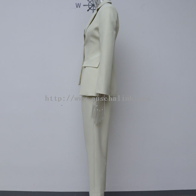 AUSCHALINK-ODM Single Breasted Lapel Waistline Jacket + Straight Pants Two-piece Suit for Women