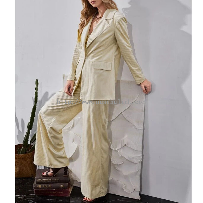2022 Spring And Autumn Lapel Corduroy Suit Jacket And Trousers Two-piece Professional Women