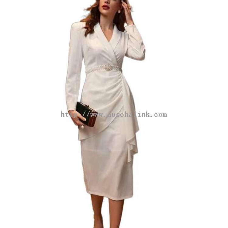 Hot Fashion Shawl Collar Side Hanging Wrap Body Split Irregular Professional Dress for Women