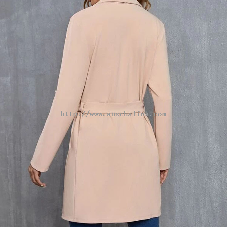 High Quality Autumn And Winter Fashion Collar Front Lapel Belt Waterfall Lead Trench Coat Women