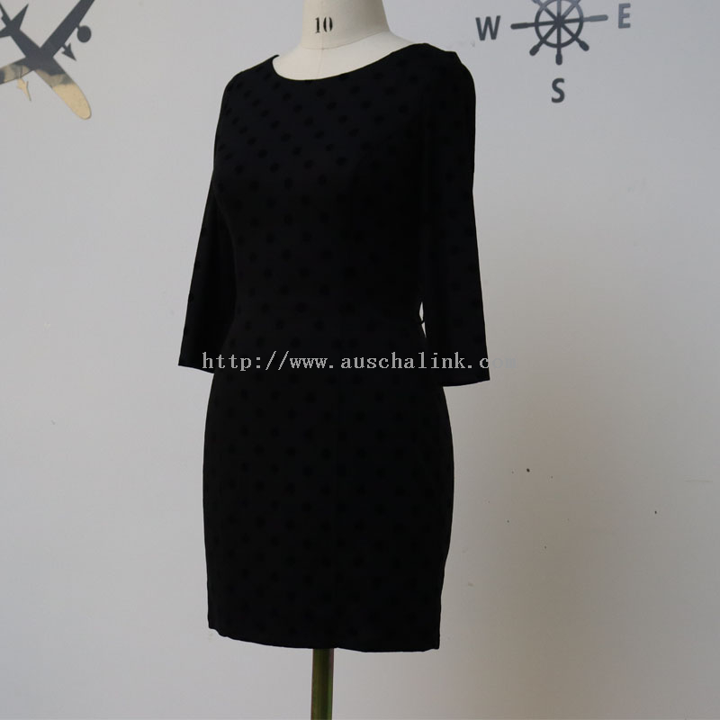 New Custom Black Long Sleeve Round Collar High Waist Tight Professional Dress for Women