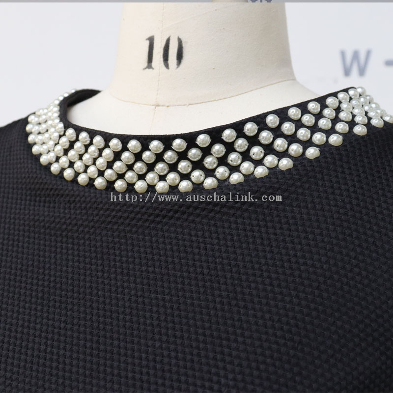 Newly Designed Short Sleeve Round Collar Pearl Waist Mermaid Career Dress for Women