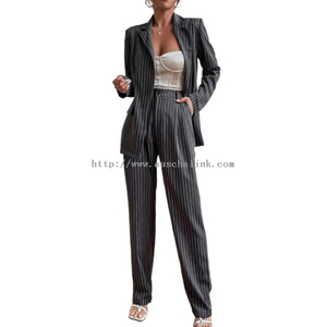 New High Quality Lapel Pinstripe Single-breasted Blazer And Trousers for Professional Women
