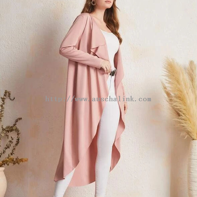 OEM/ODM new design solid color waterfall collar casual asymmetrical coat for women