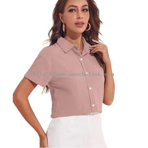 2021 Summer Lapel Solid Color Off-shoulder Button Work Top for Women